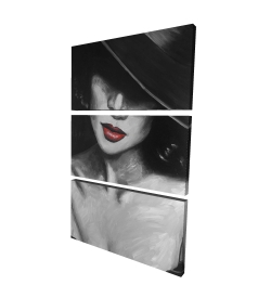 Canvas 24 x 36 - 3D - Mysterious red lips lady