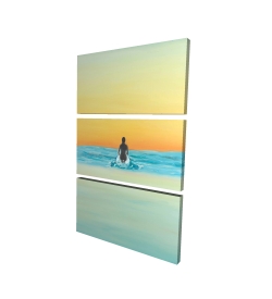 Canvas 40 x 60 - 3D - A surfer swimming by dawn