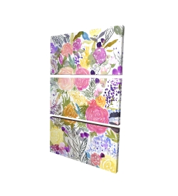 Toile 24 x 36 - 3D - Ensemble de fleurs