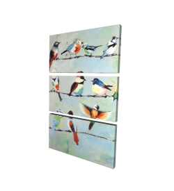 Canvas 24 x 36 - 3D - Small abstract colorful birds