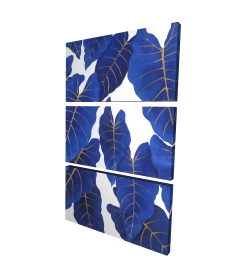 Canvas 24 x 36 - 3D - Tropical abstract blue leaves