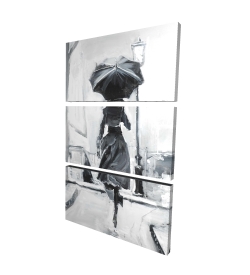 Woman running in the rain