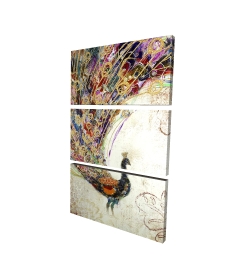 Canvas 40 x 60 - 3D - Peacock with gold feathers