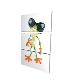 Canvas 40 x 60 - 3D - Funny frog with sunglasses