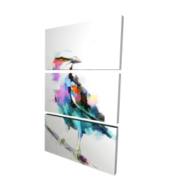 Canvas 24 x 36 - 3D - Colorful abstract bird on a branch