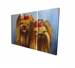 Canvas 40 x 60 - 3D - Two smiling dogs with bow tie