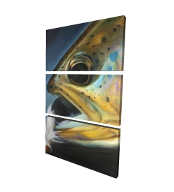 Canvas 40 x 60 - 3D - Golden trout with fly fishing flie