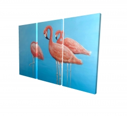 Canvas 40 x 60 - 3D - Group of flamingos