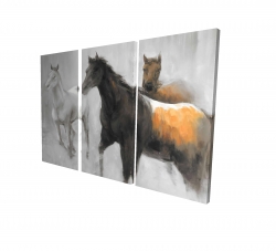 Canvas 24 x 36 - 3D - Abstract herd of horses