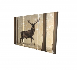 Canvas 40 x 60 - 3D - Roe deer in a winter landscape
