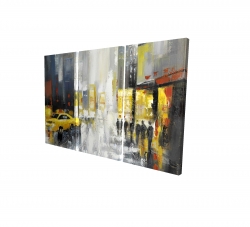 Canvas 24 x 36 - 3D - Rainy busy street