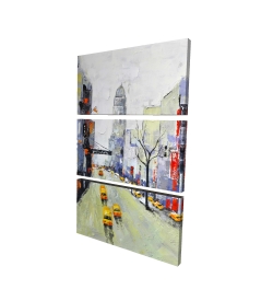 Gray street with yellow and red accents