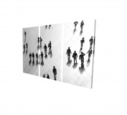 Overhead view of people on the street