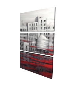 Canvas 40 x 60 - 3D - Gray city with red clouds