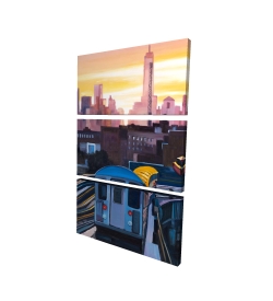 Canvas 40 x 60 - 3D - Sunset over the subway in new-york