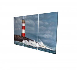 Canvas 40 x 60 - 3D - Lighthouse at the edge of the sea unleashed