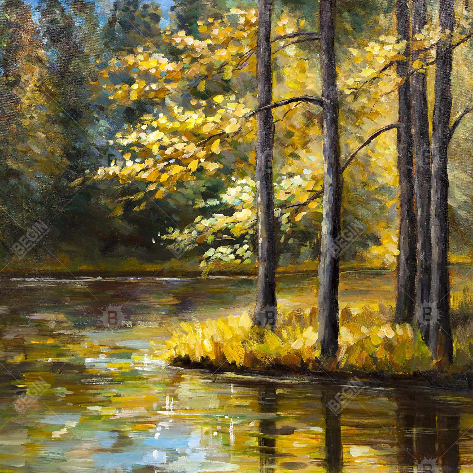 Fall landscape by the water