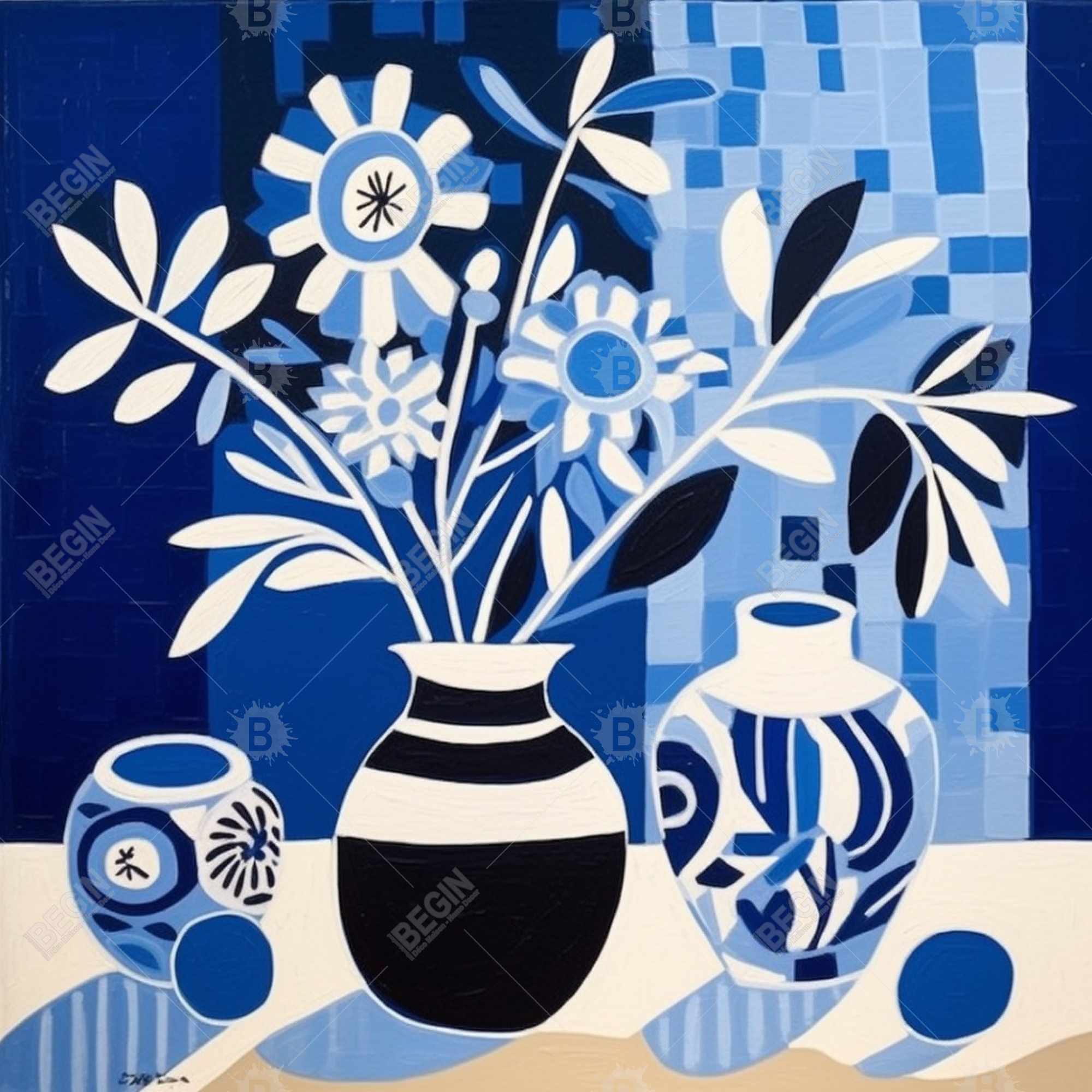 Vases bleus