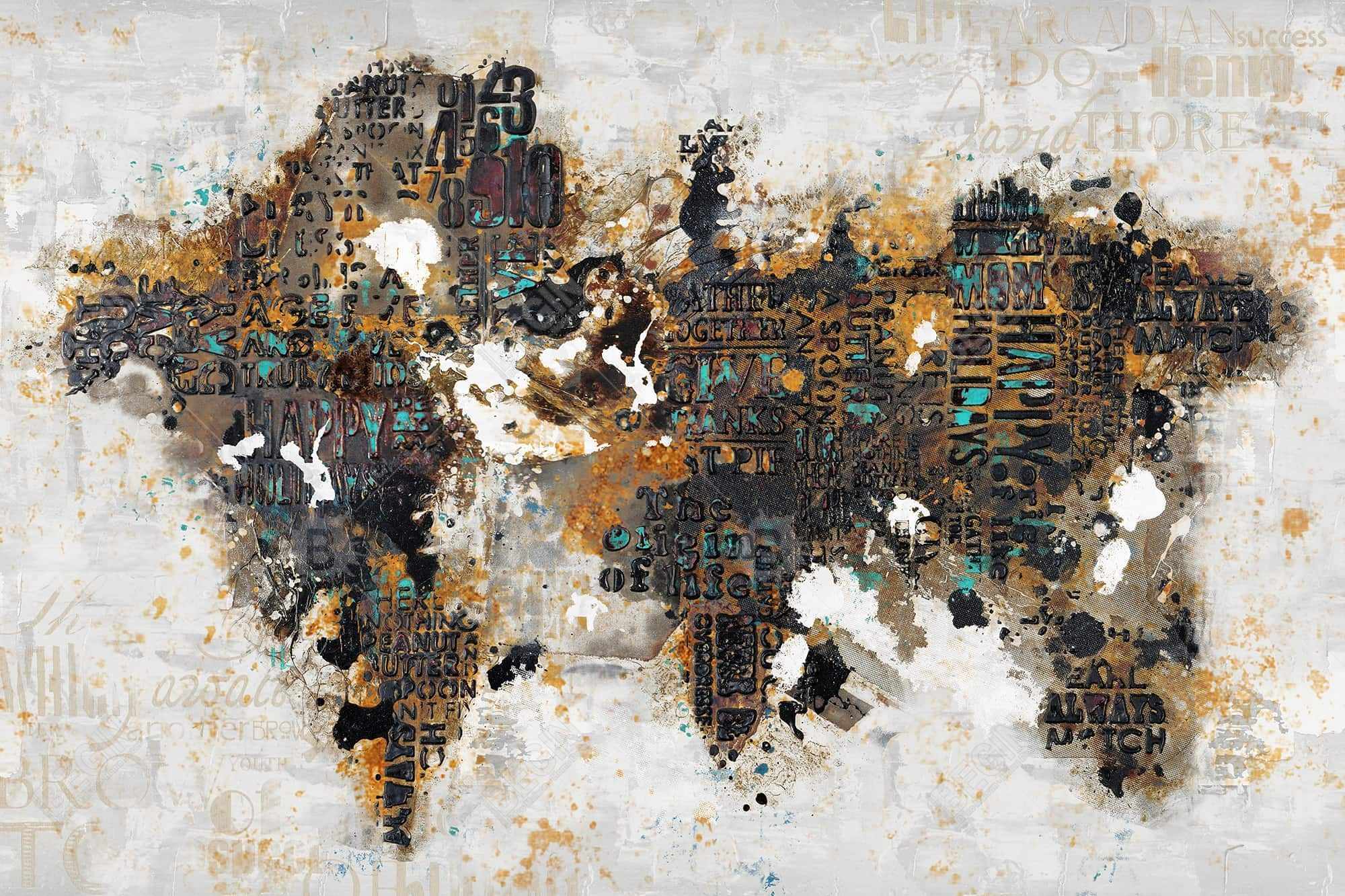 Abstract world map with typography