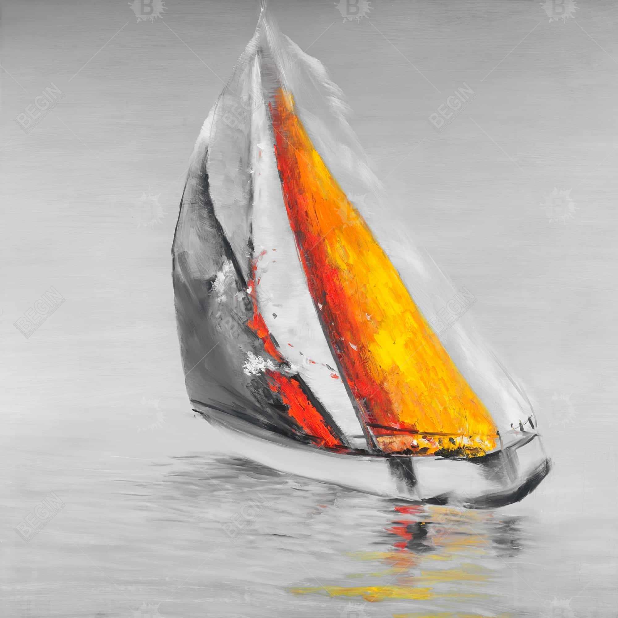 Two colors sailing boat