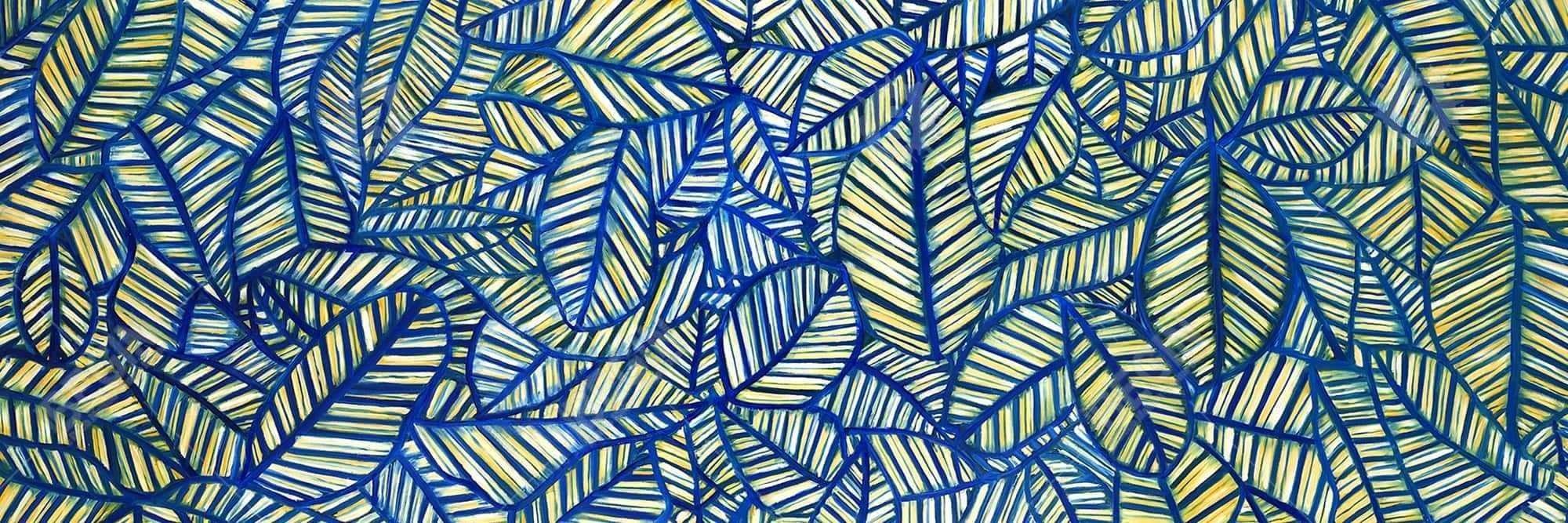 Motif de feuilles bleues
