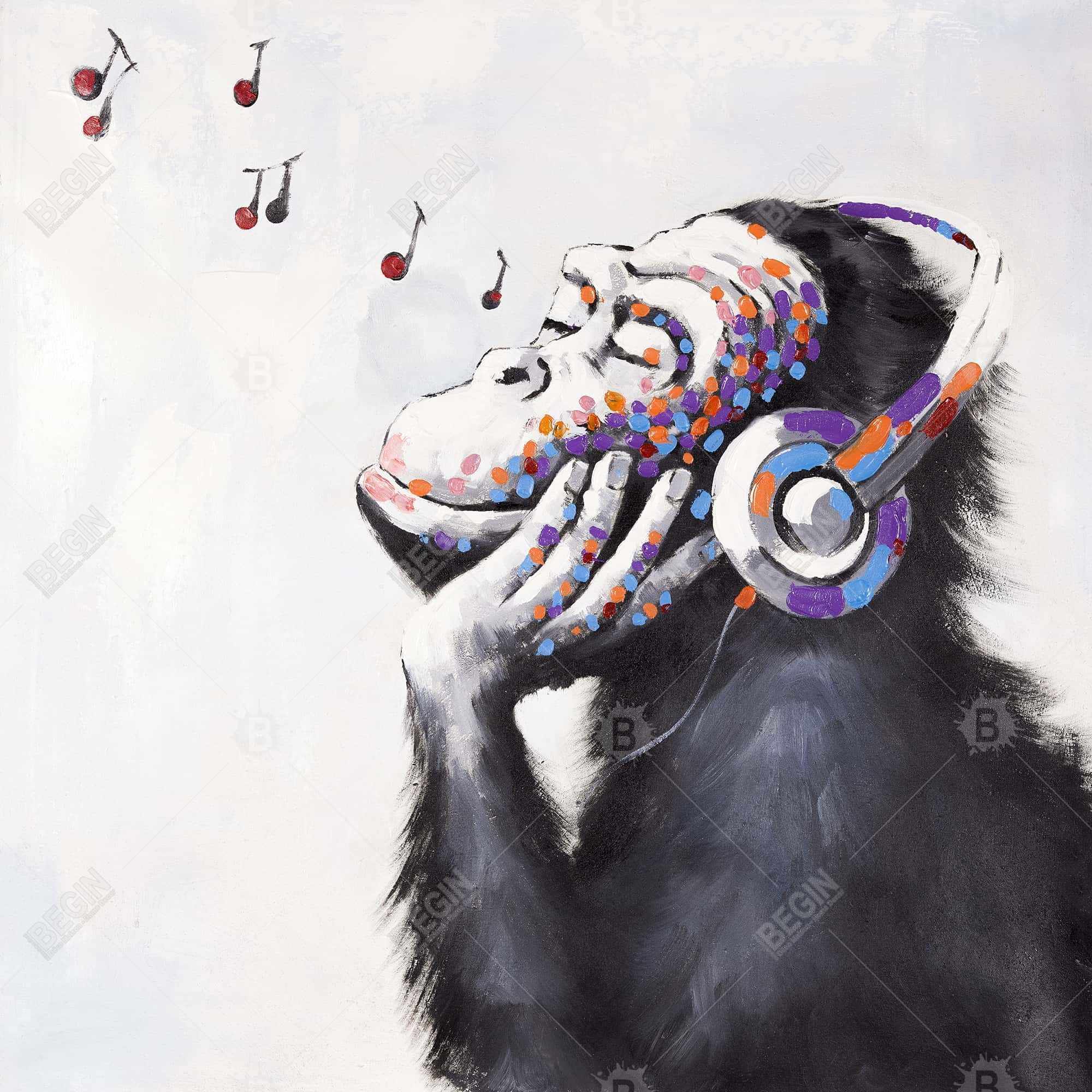 Monkey listening music