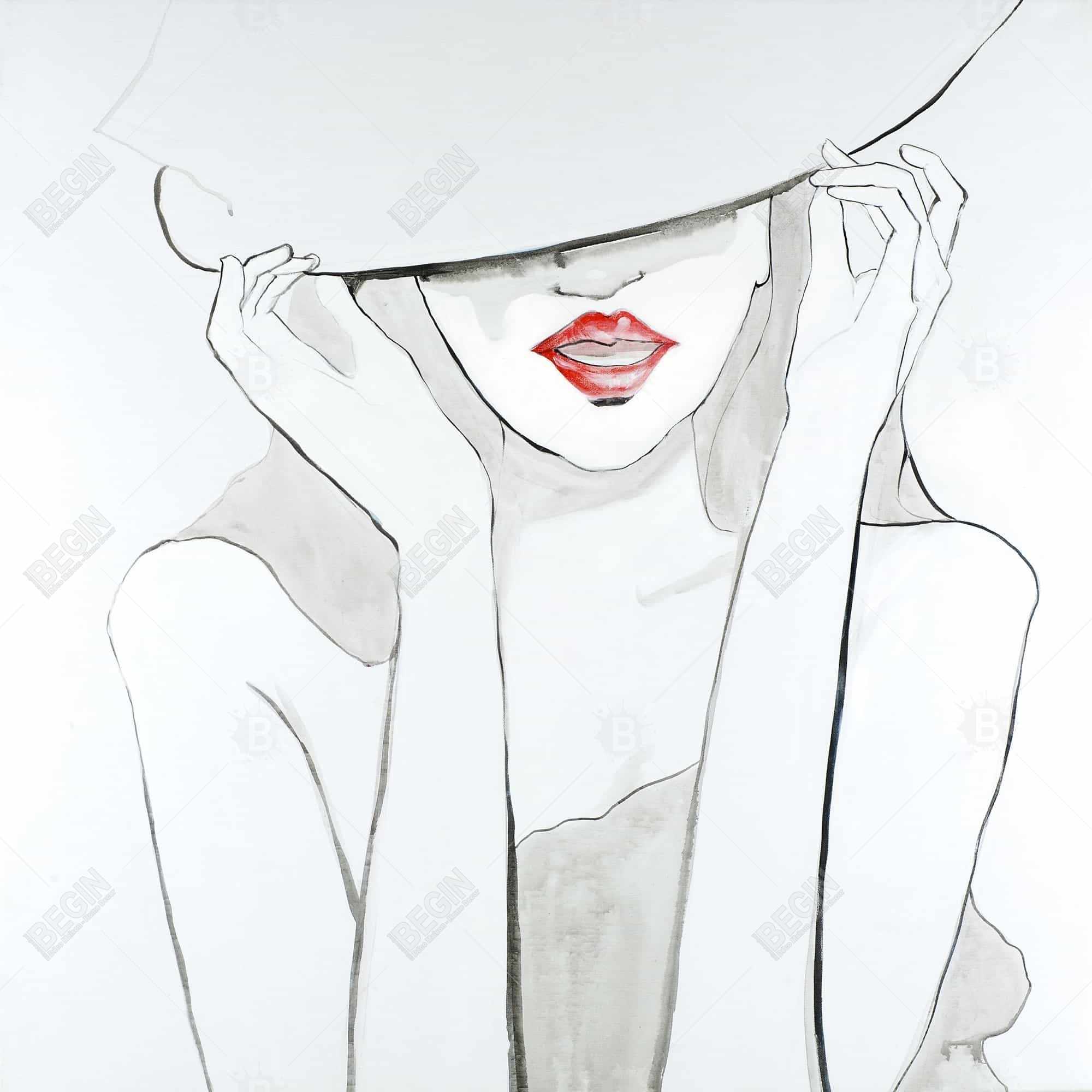 Femme avec grand chapeau