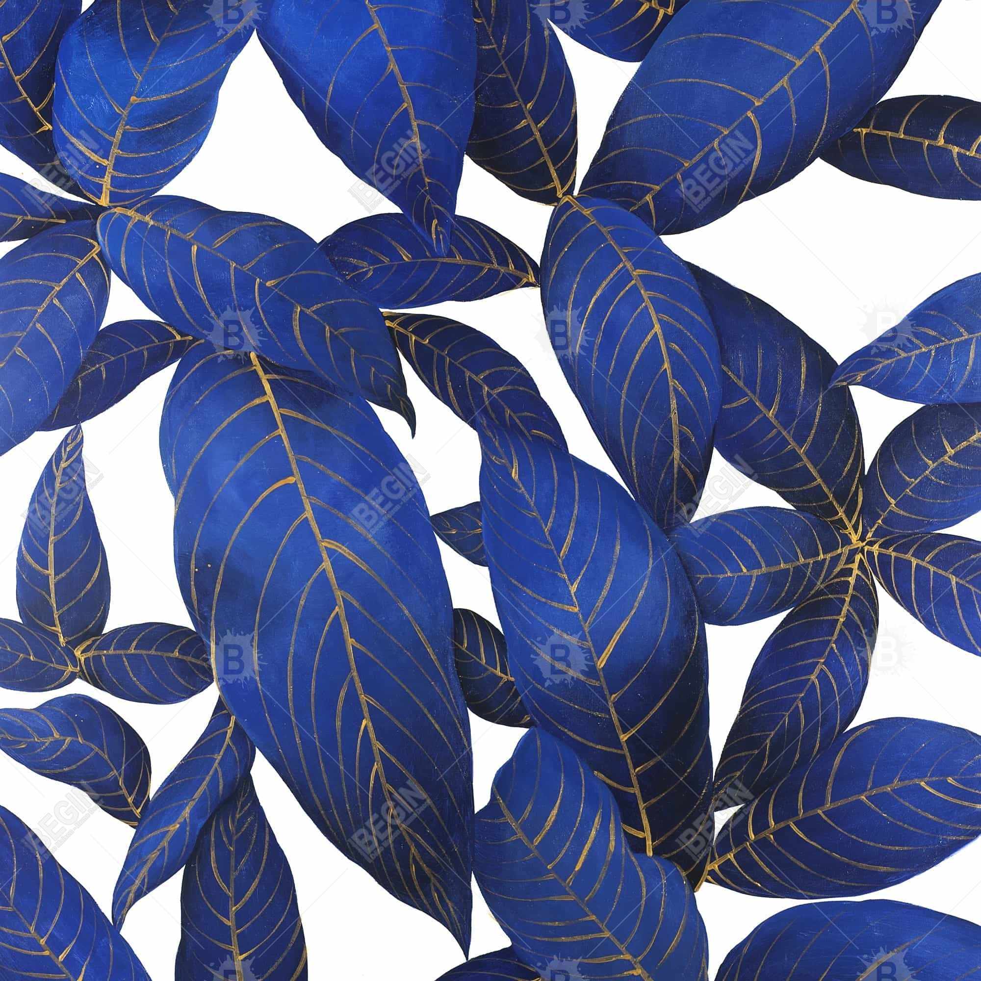 Abstract modern blue leaves