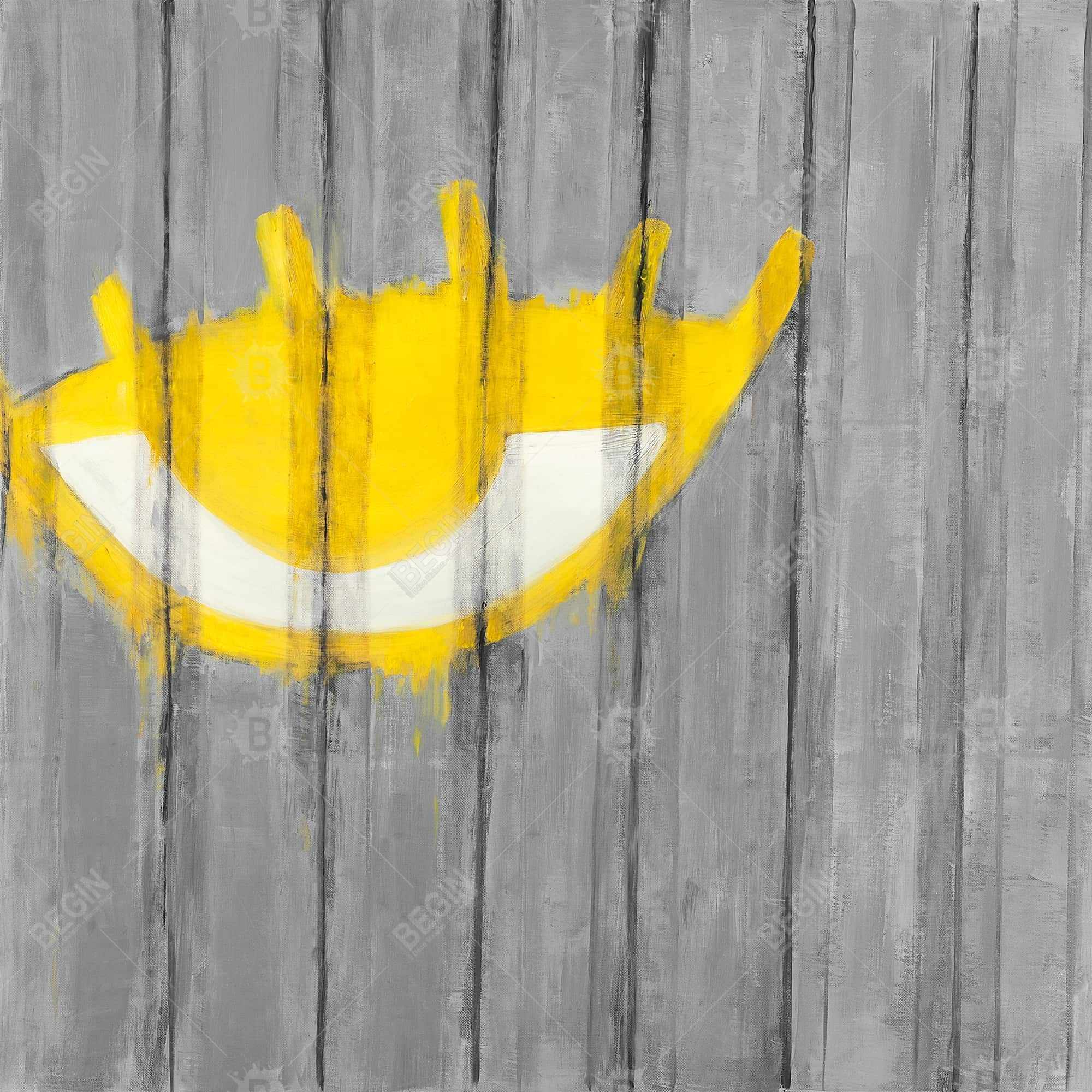 Yellow eye graffiti on a container