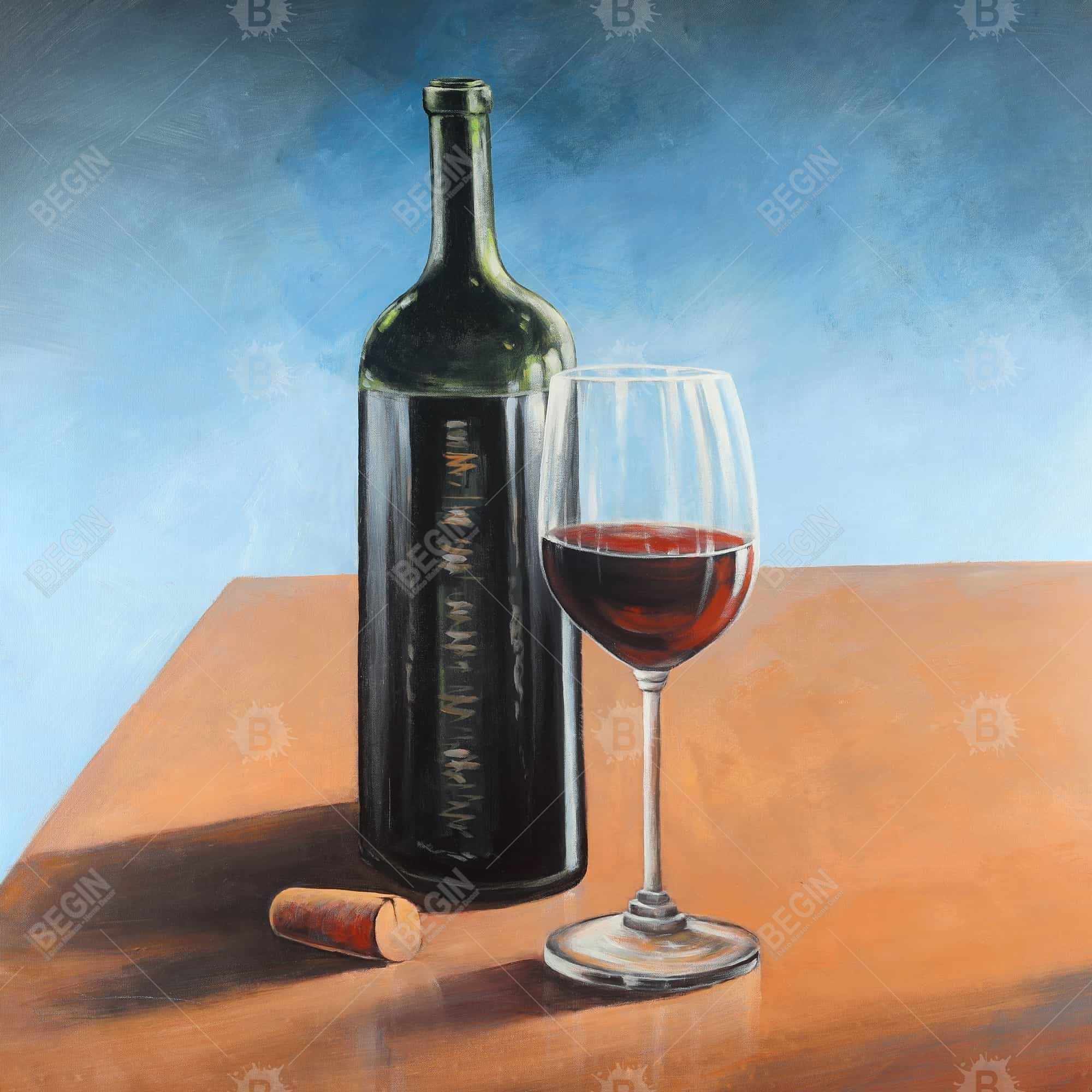 Bottle of bordeaux with whine glass