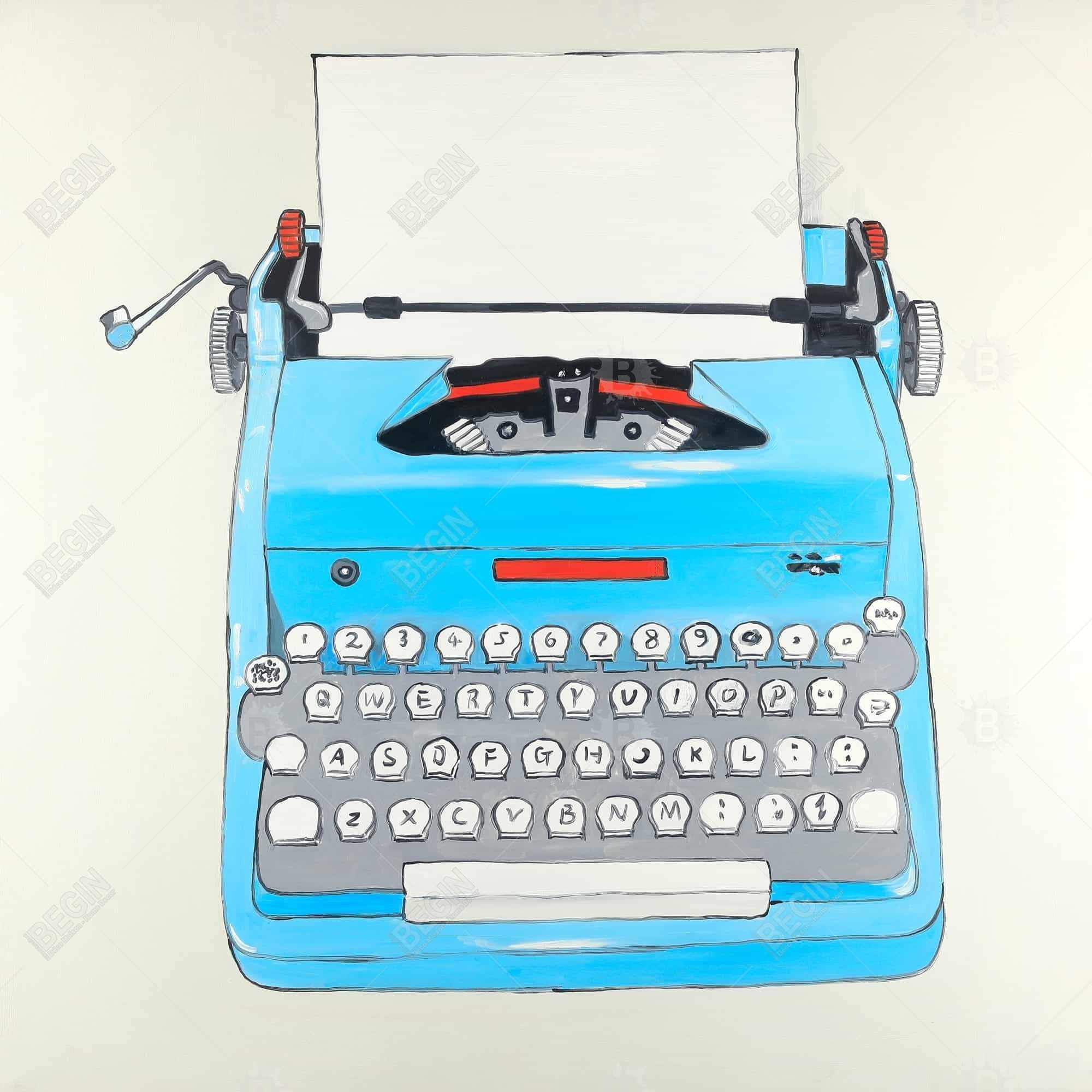 Blue typewritter machine