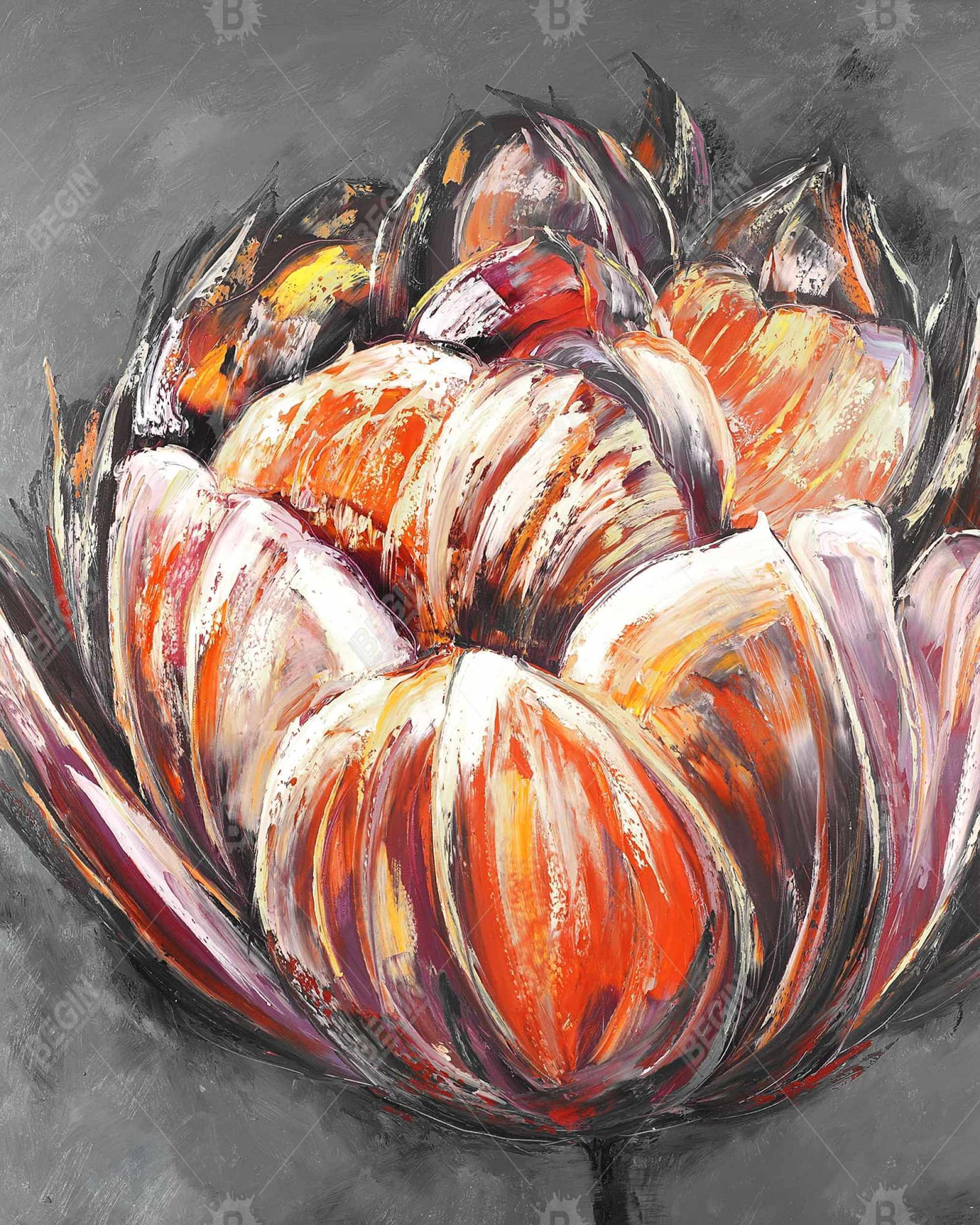 Double and abstract orange tulip