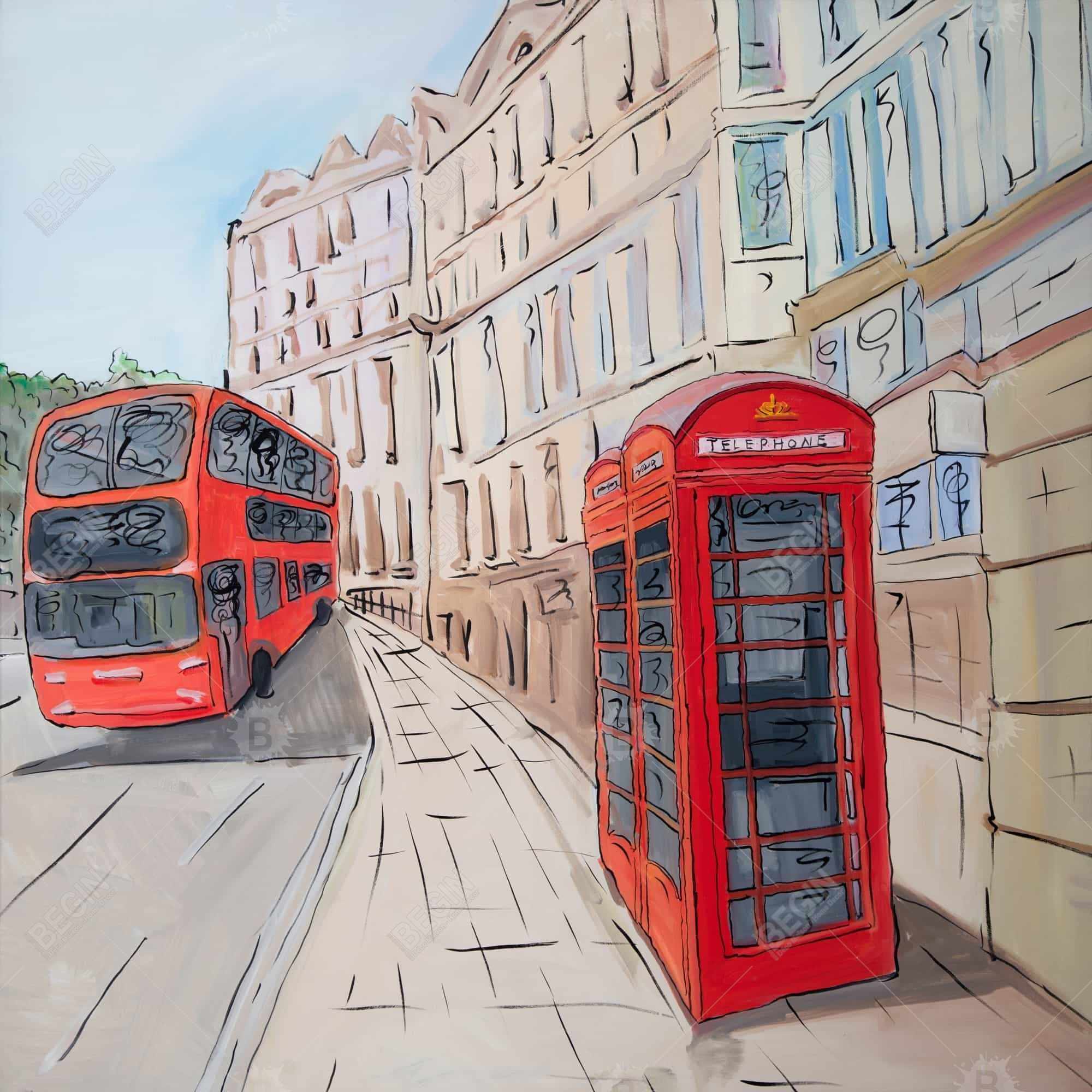 London bus and telephone booth 
