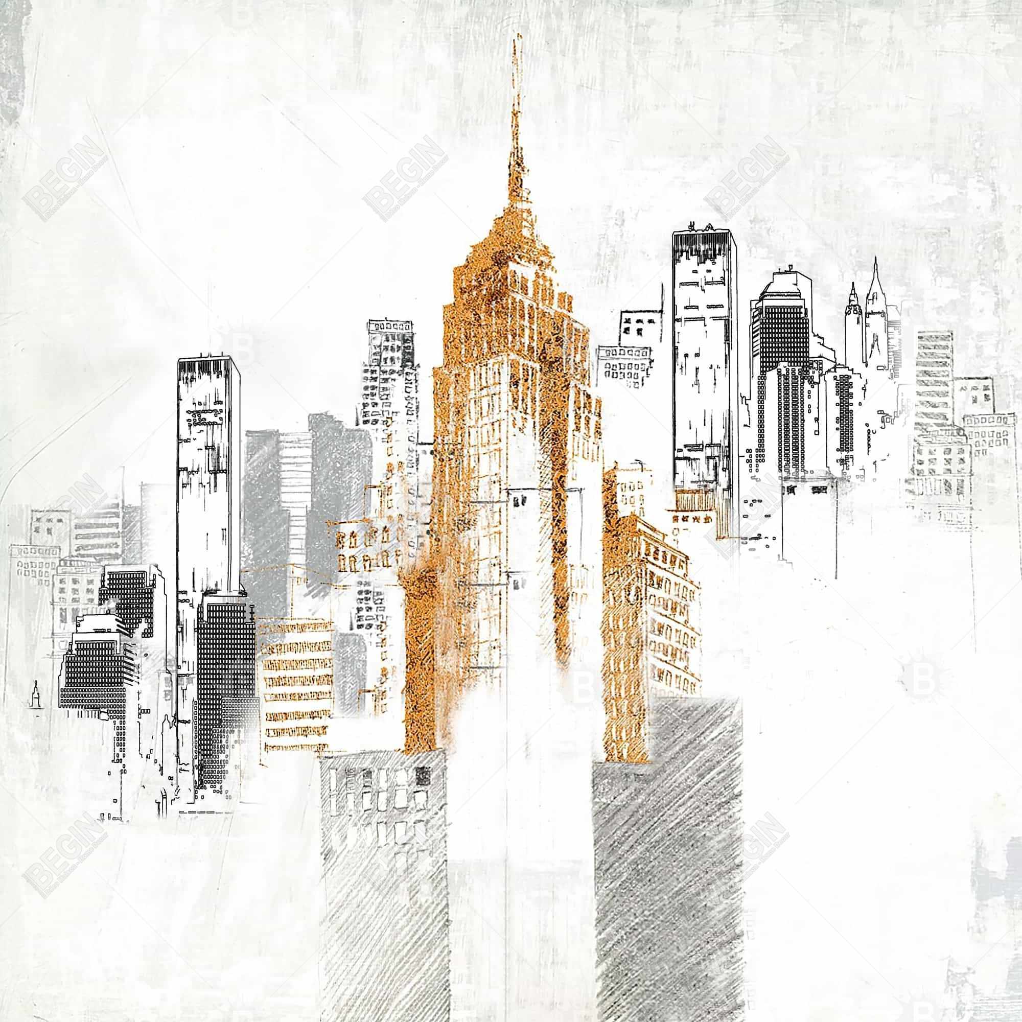 Blurry sketch style cityscape