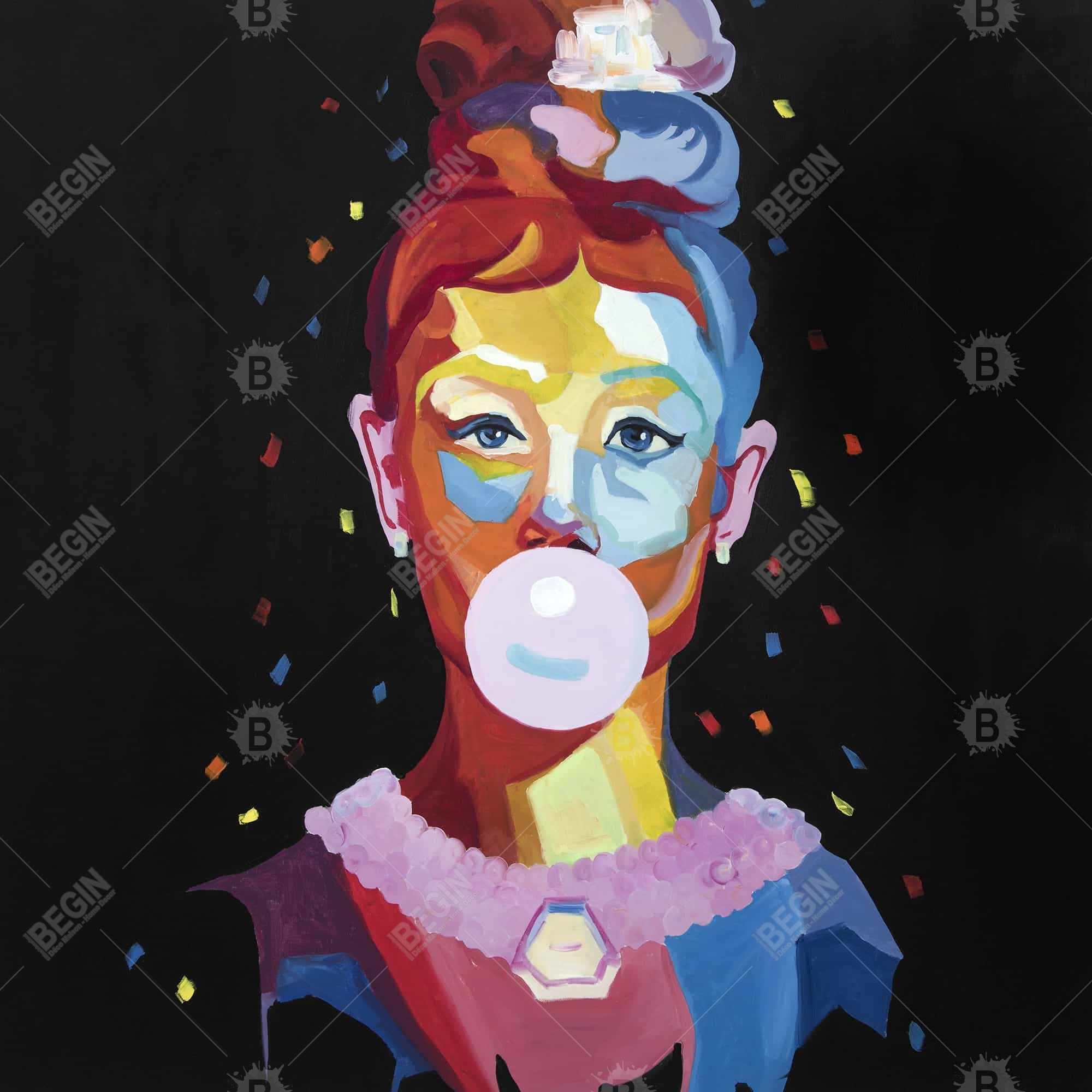 Portrait coloré audrey hepburn avec gomme à mâcher