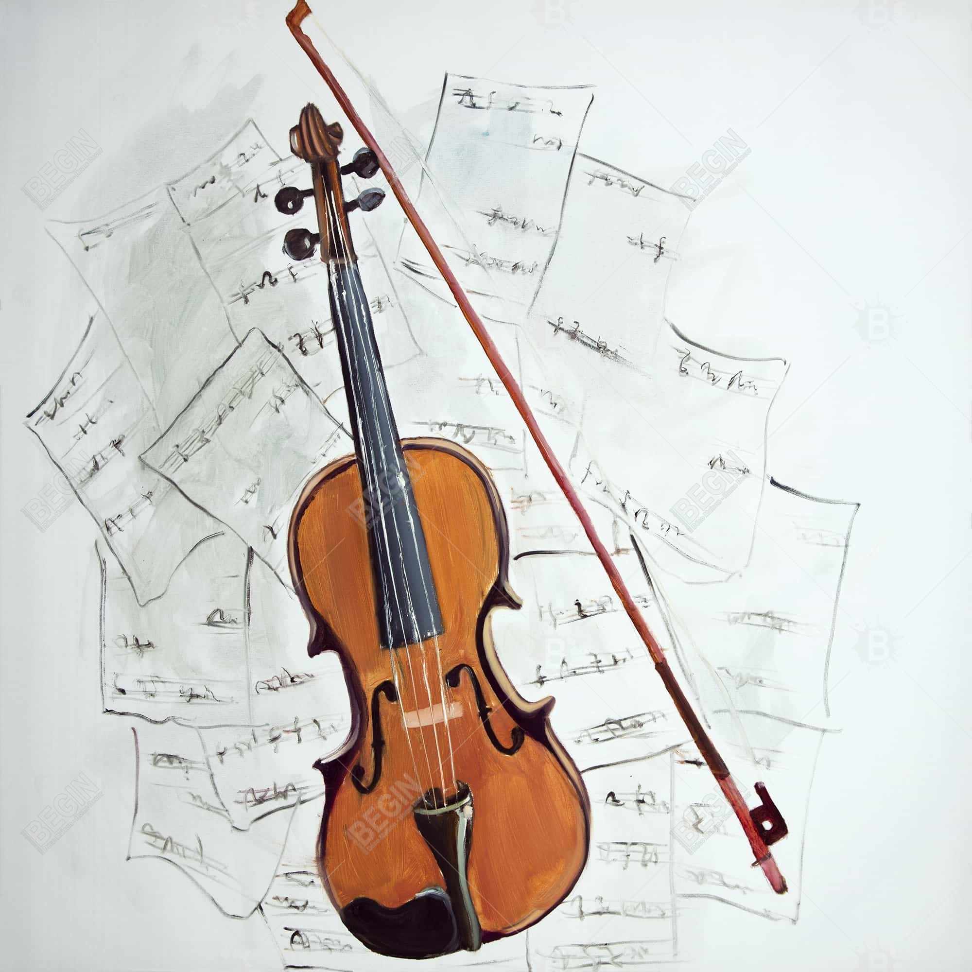 Violin on music sheet