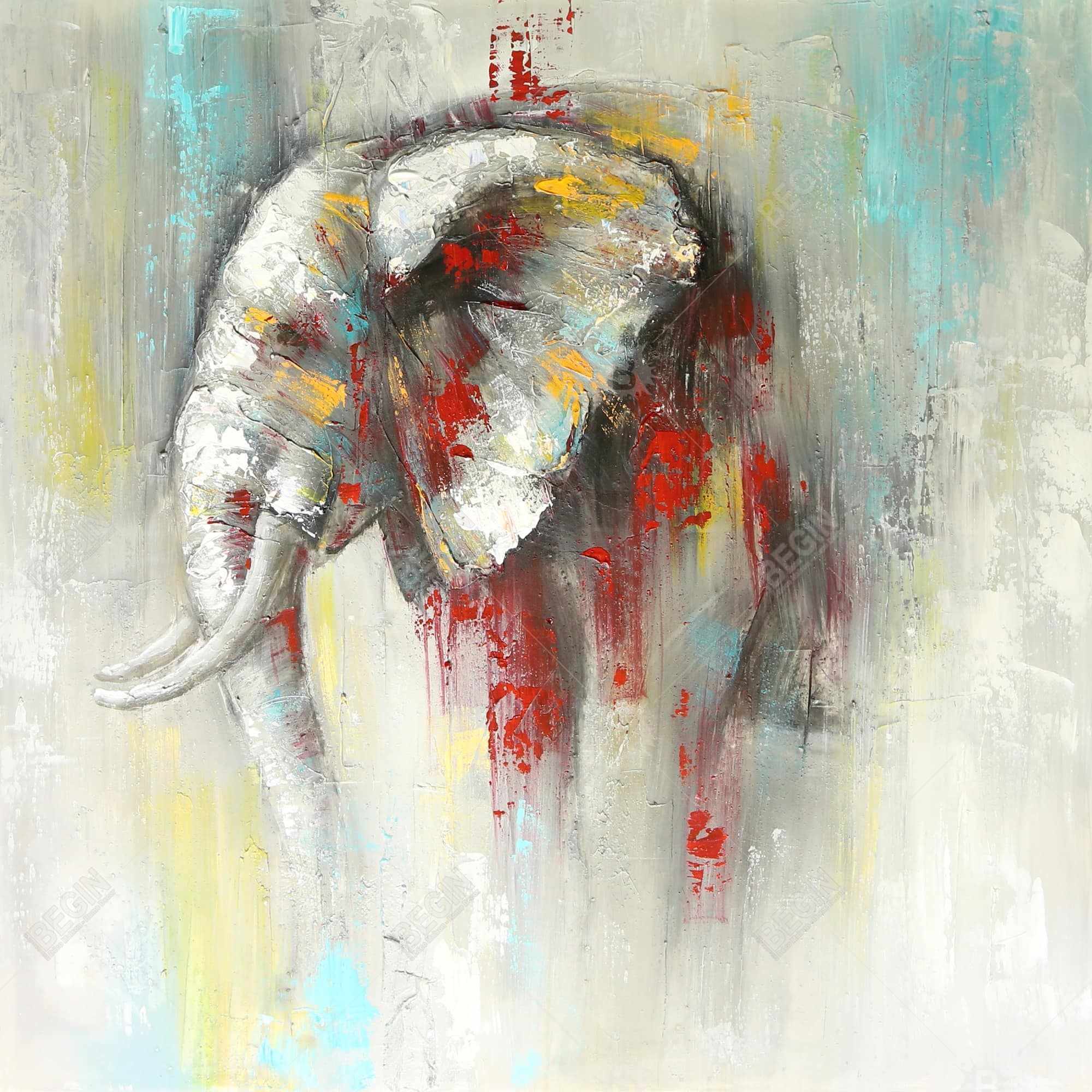 éléphant abstrait avec éclats de peinture