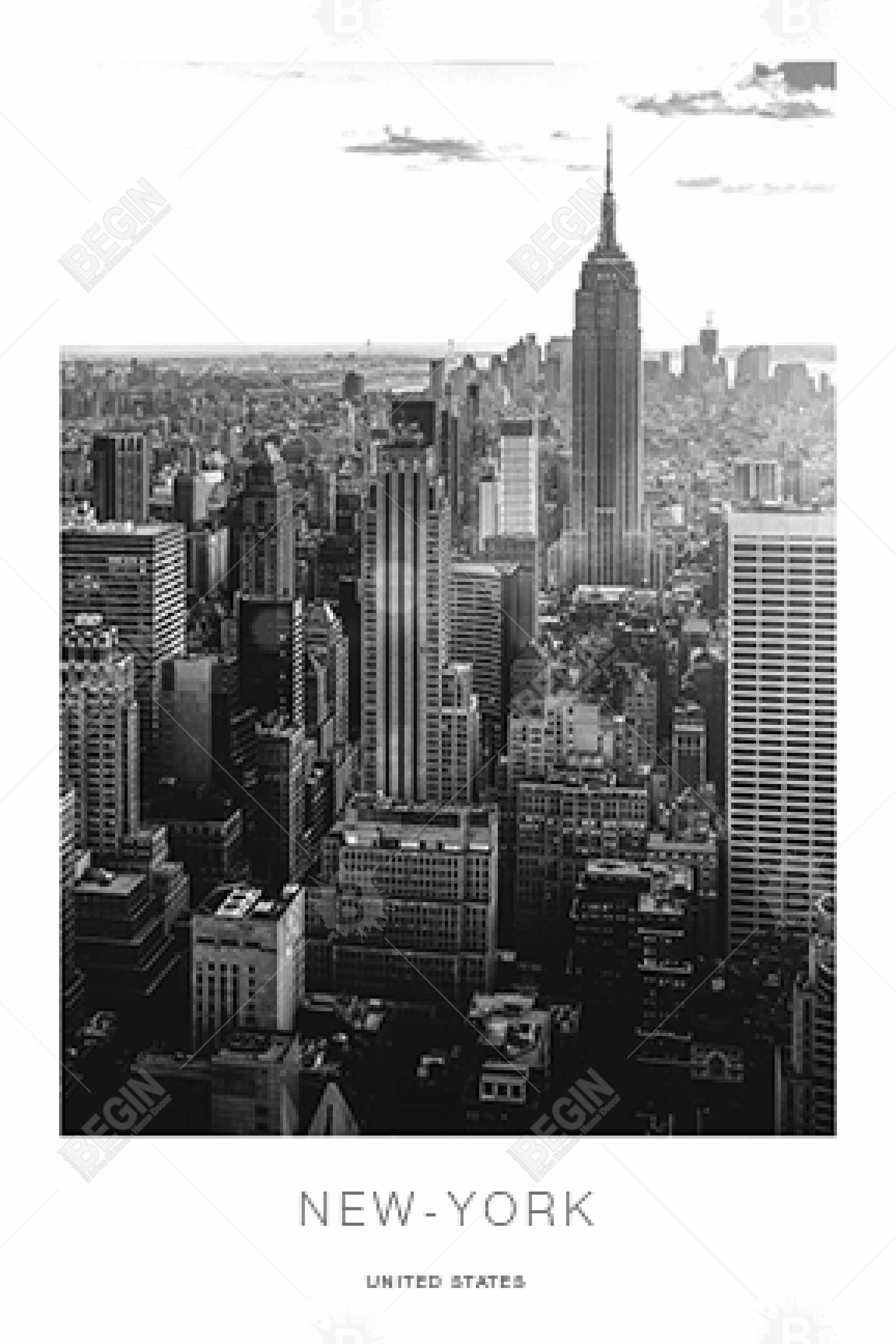 Ville de new york au couché du soleil