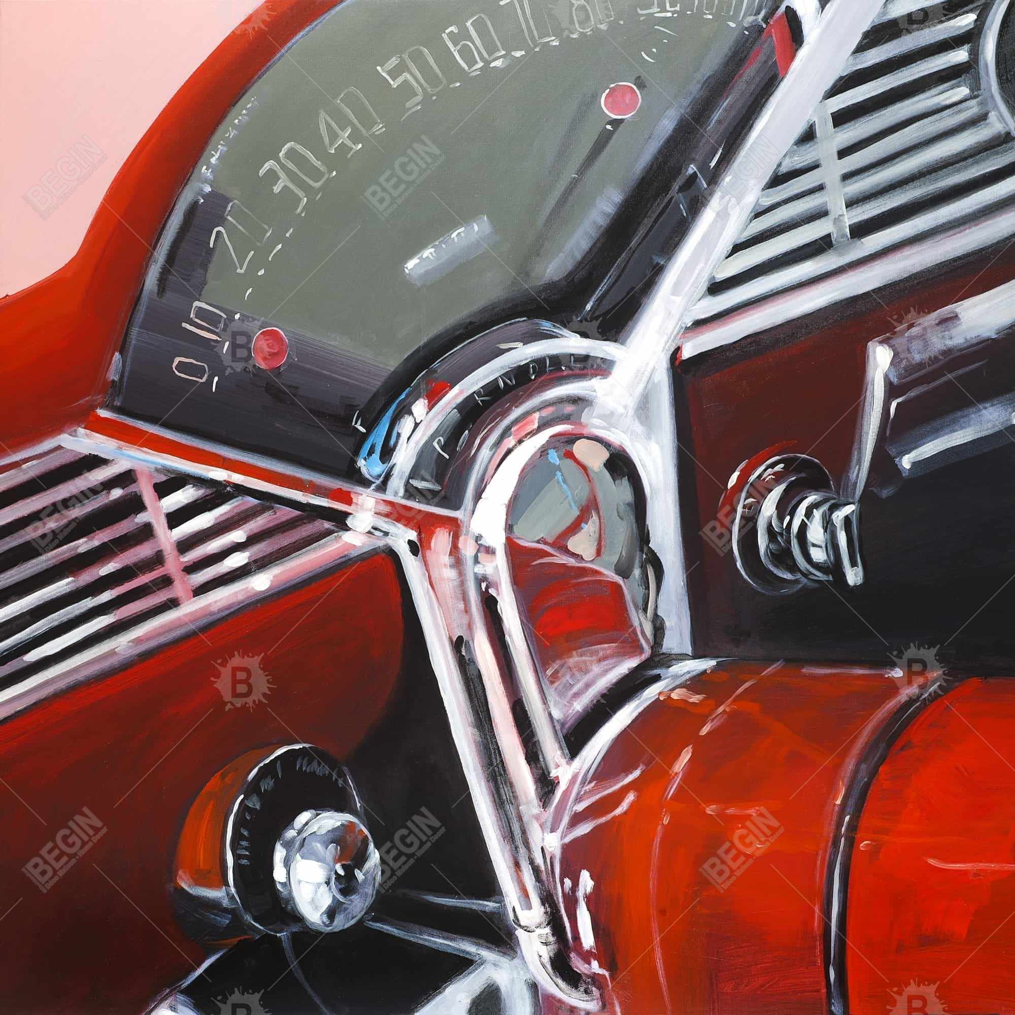 Vintage red car dashboard