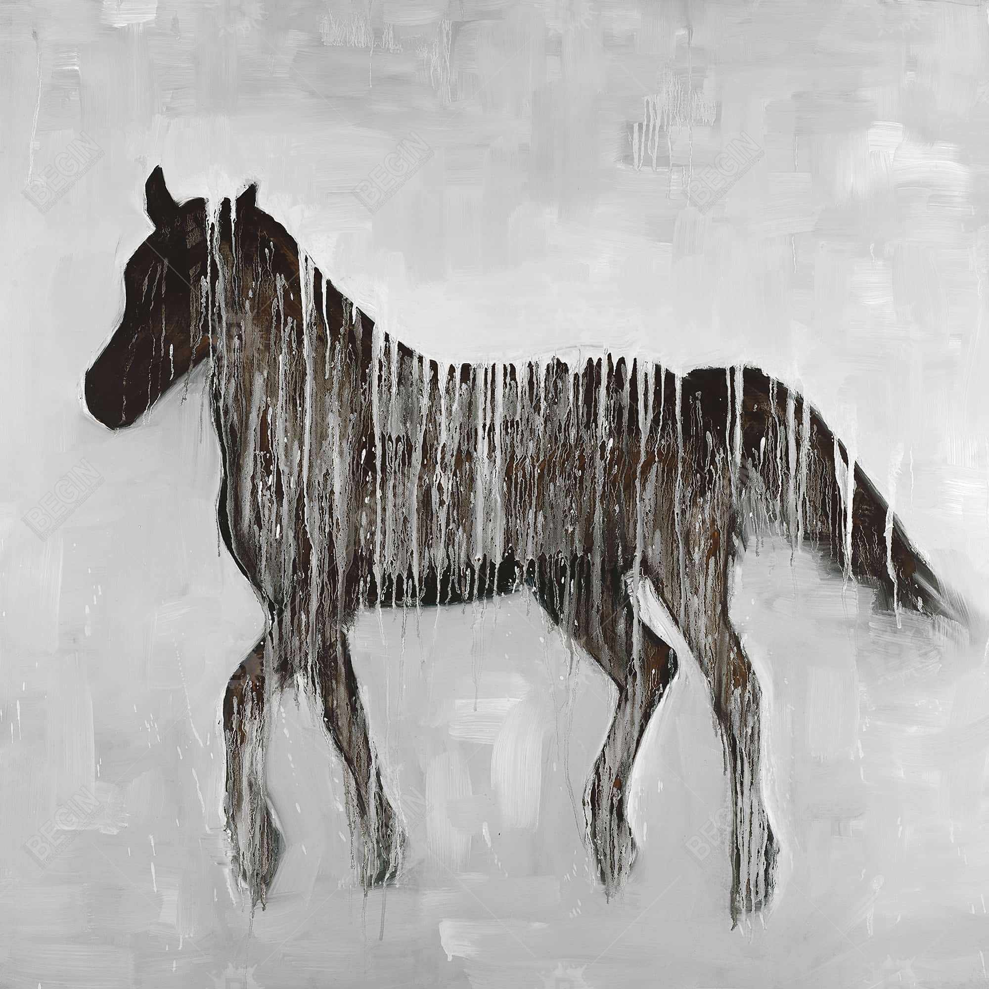 Cheval abstrait gambadant