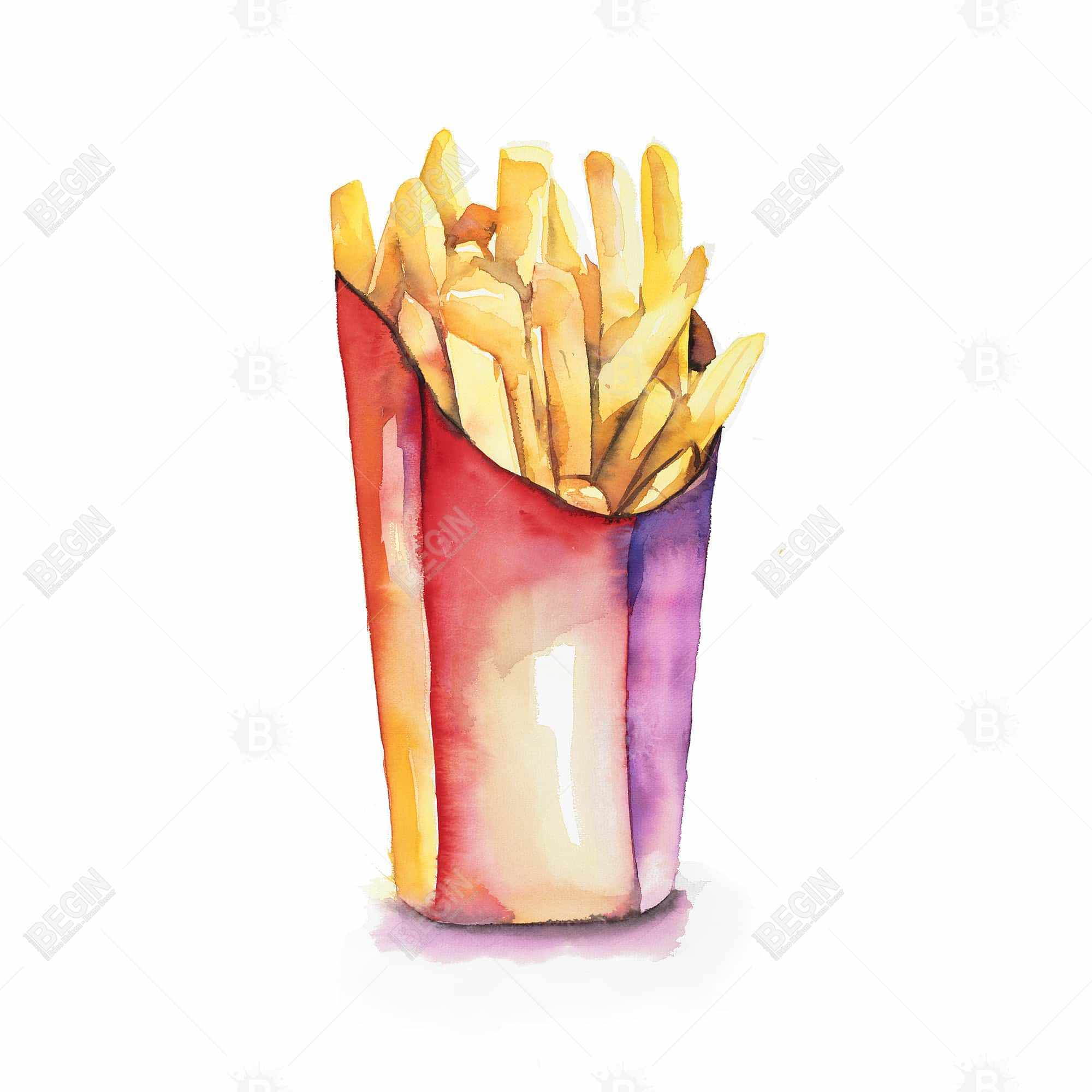 Watercolor french fries