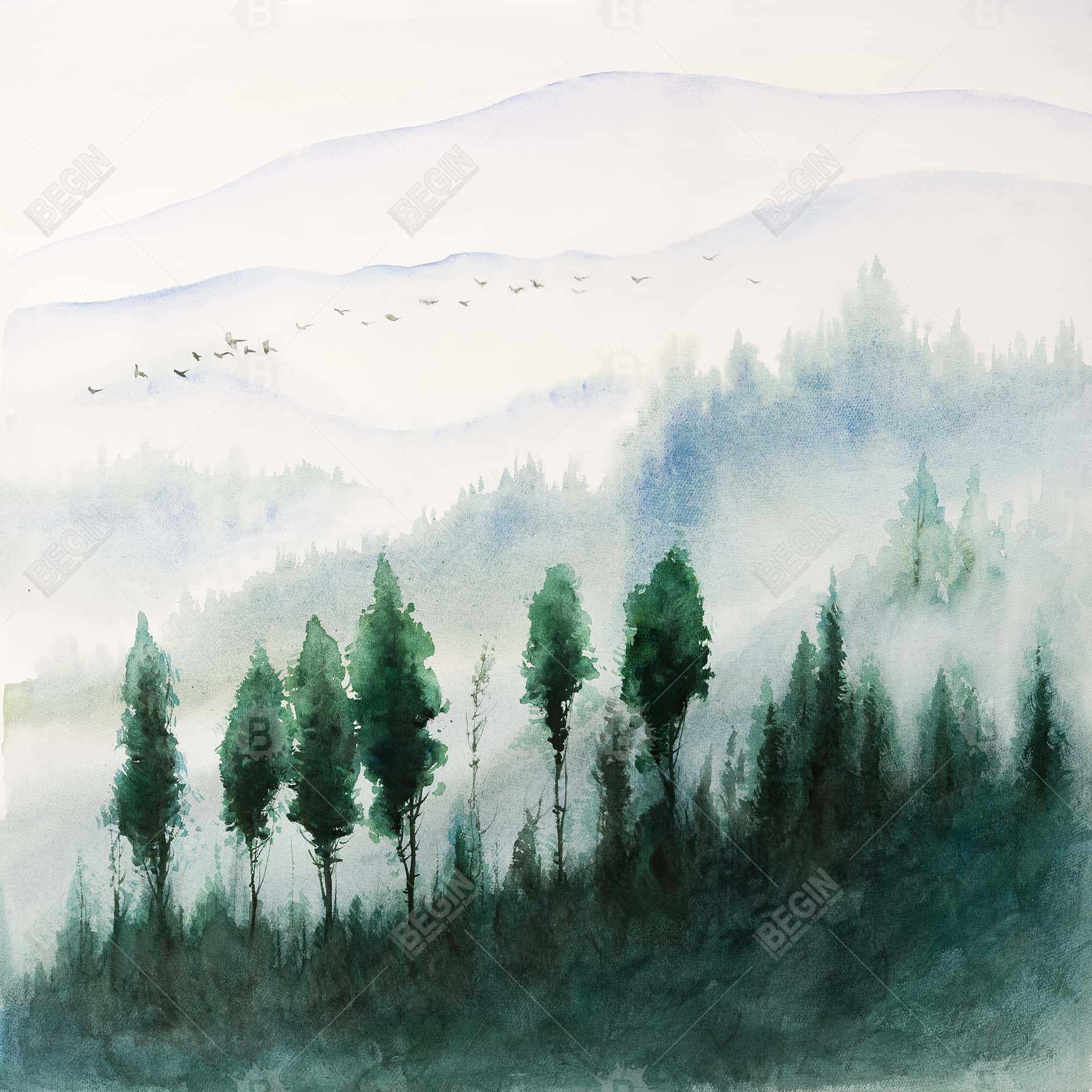 Paysage à l'aquarelle