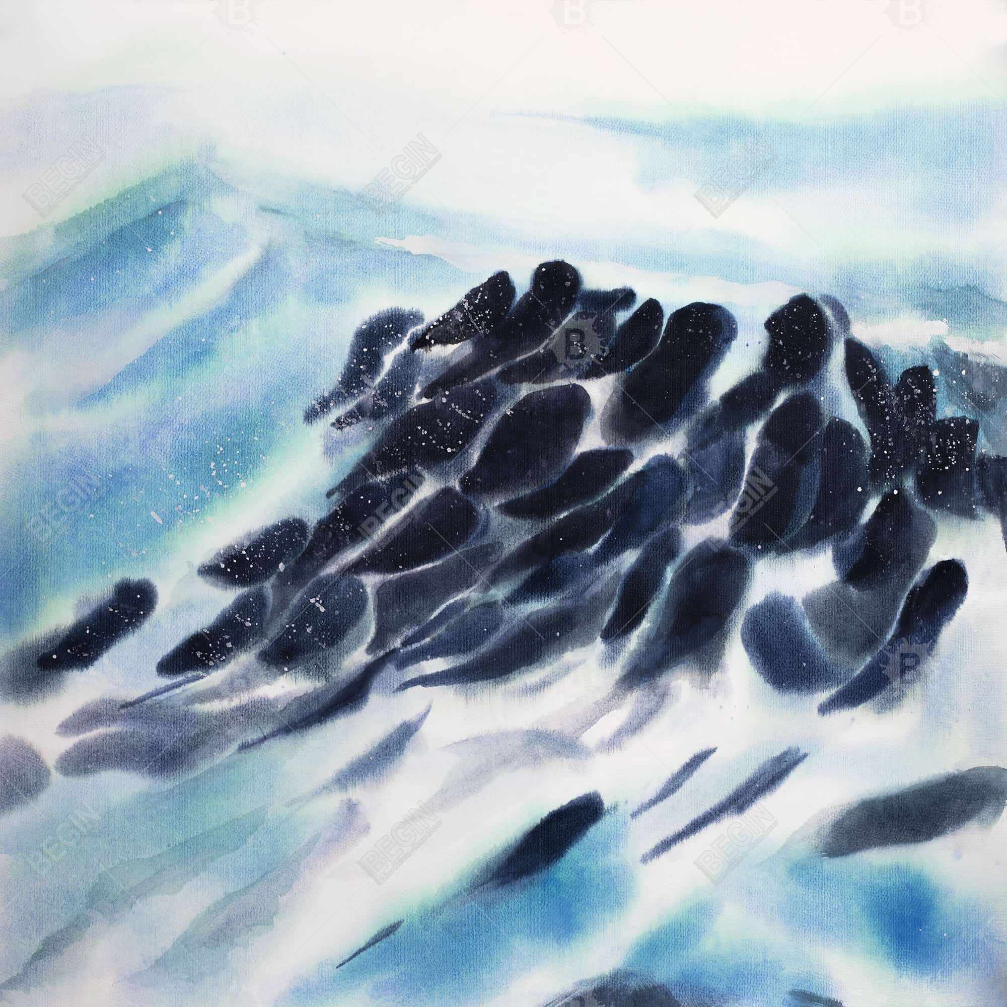 Vagues de la mer avec des éclats de peinture