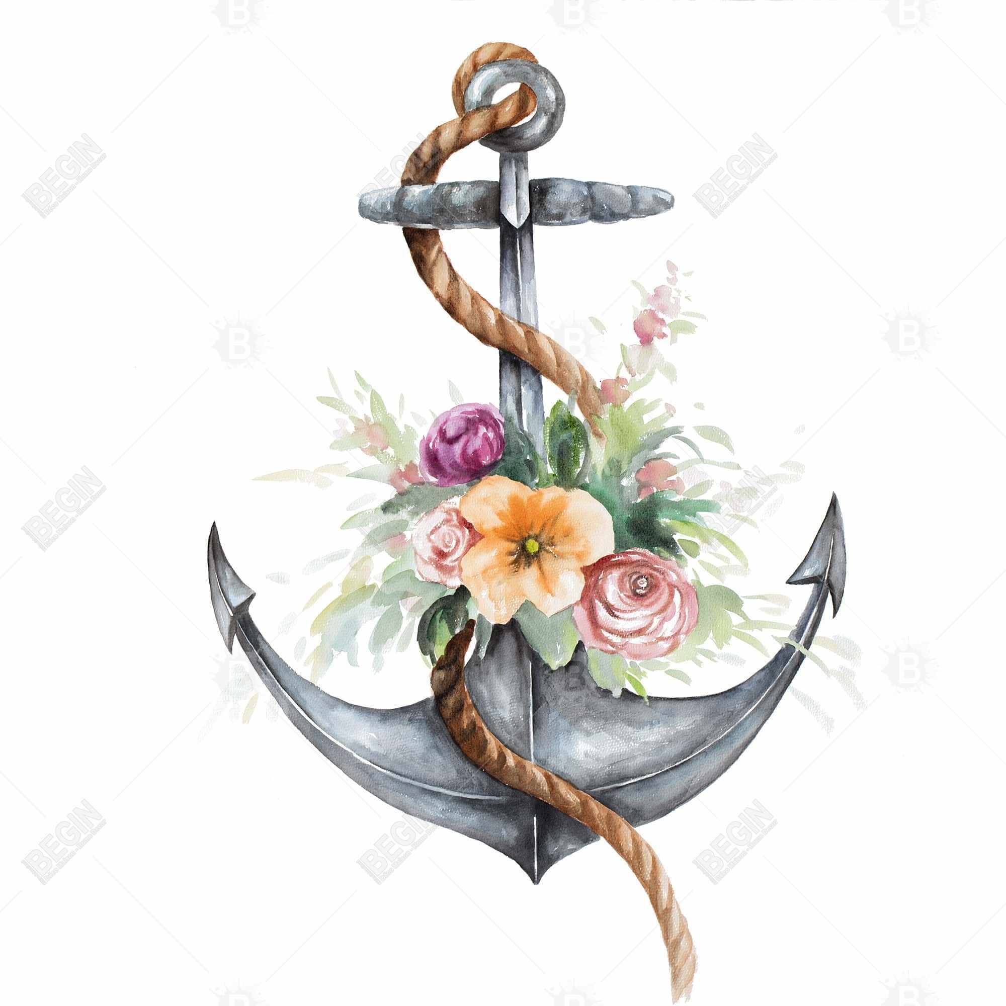 Boat anchor with flowers