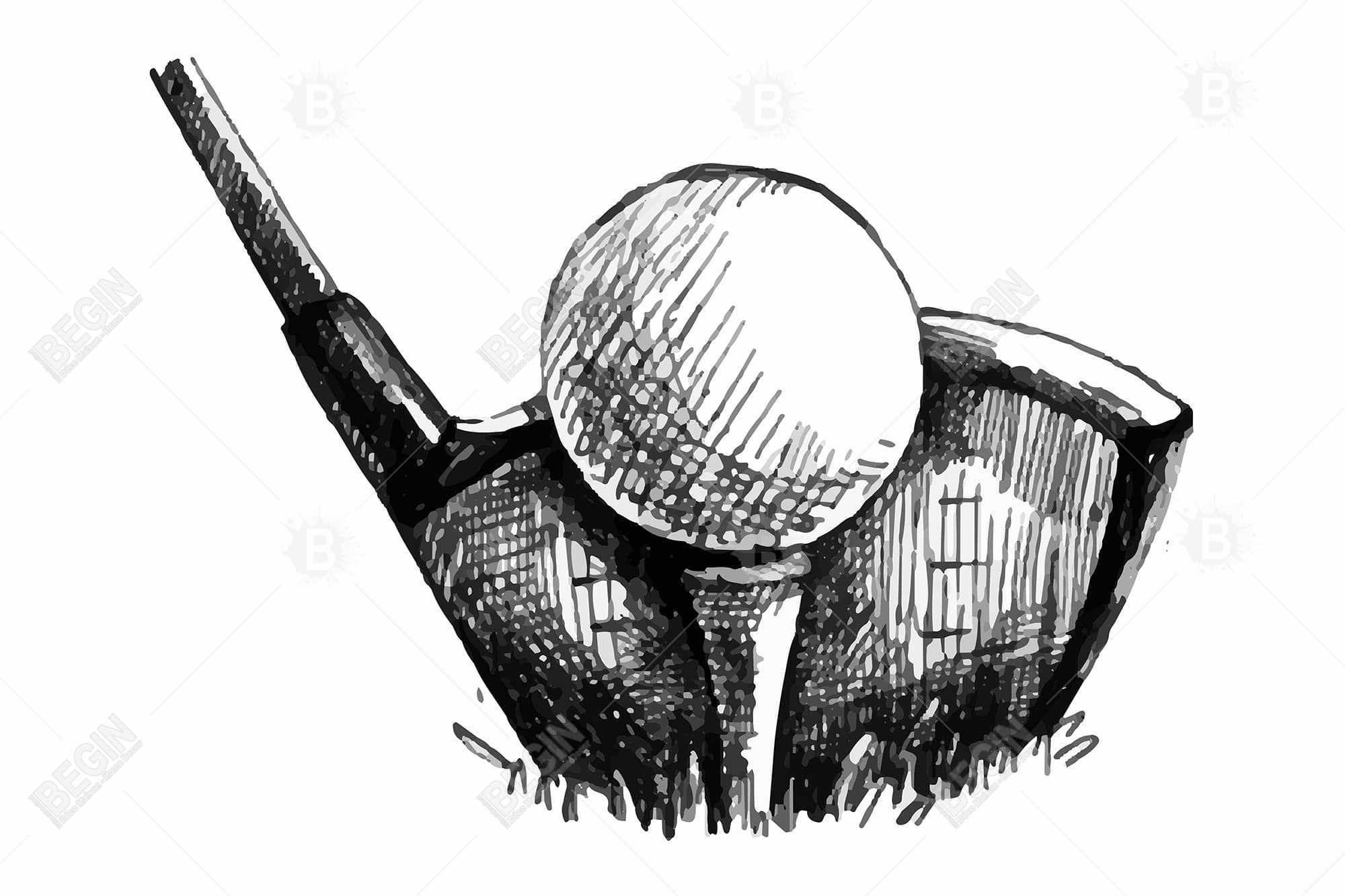 Golf ball black and white