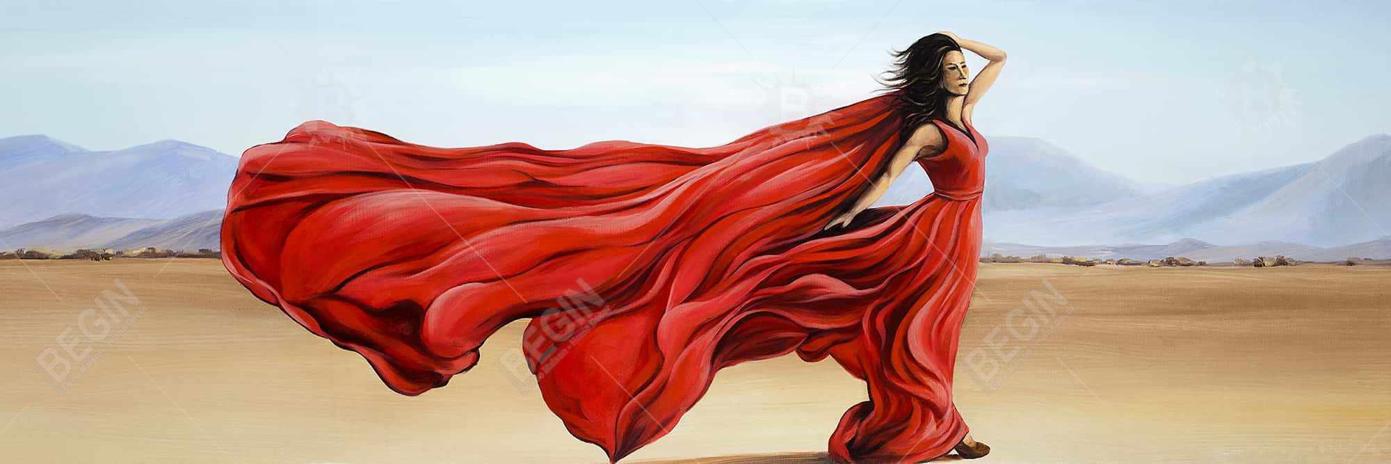 Robe rouge dans le désert
