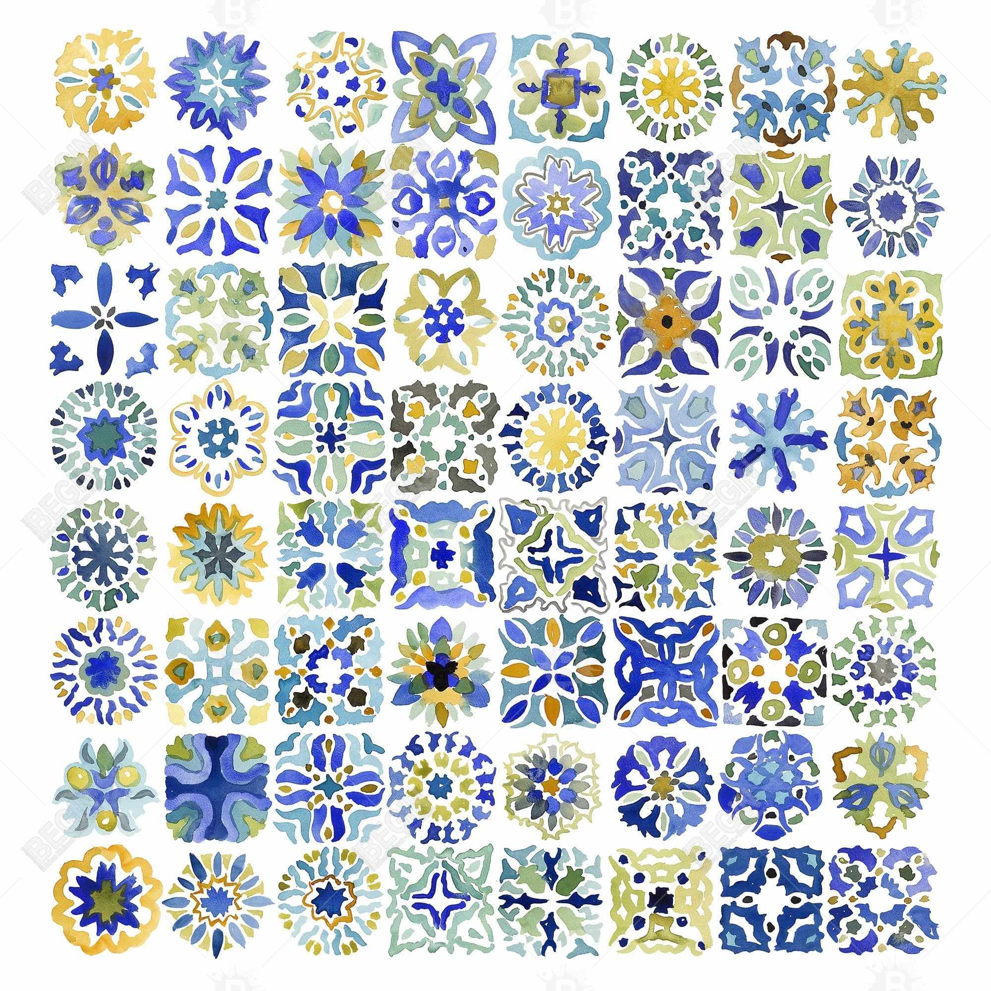 Watercolor traditional moroccan tiles