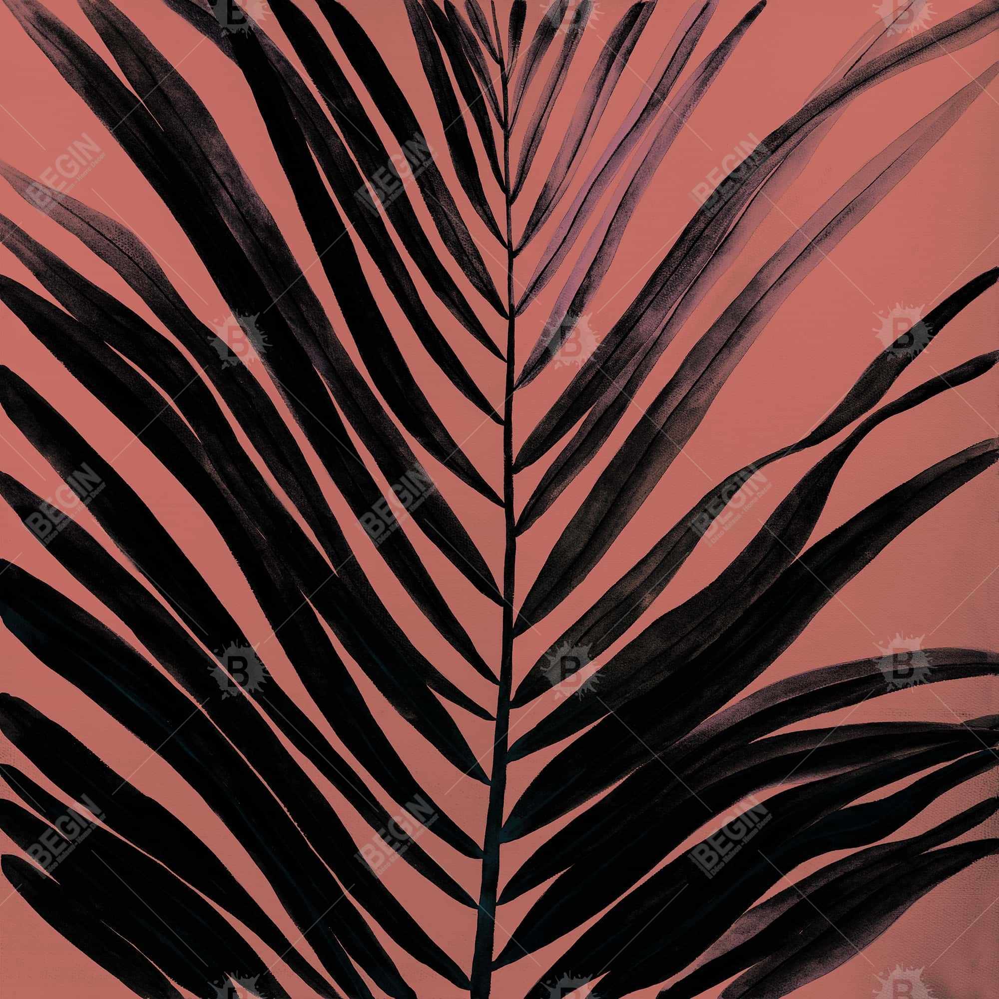 Coral tropical palm leave