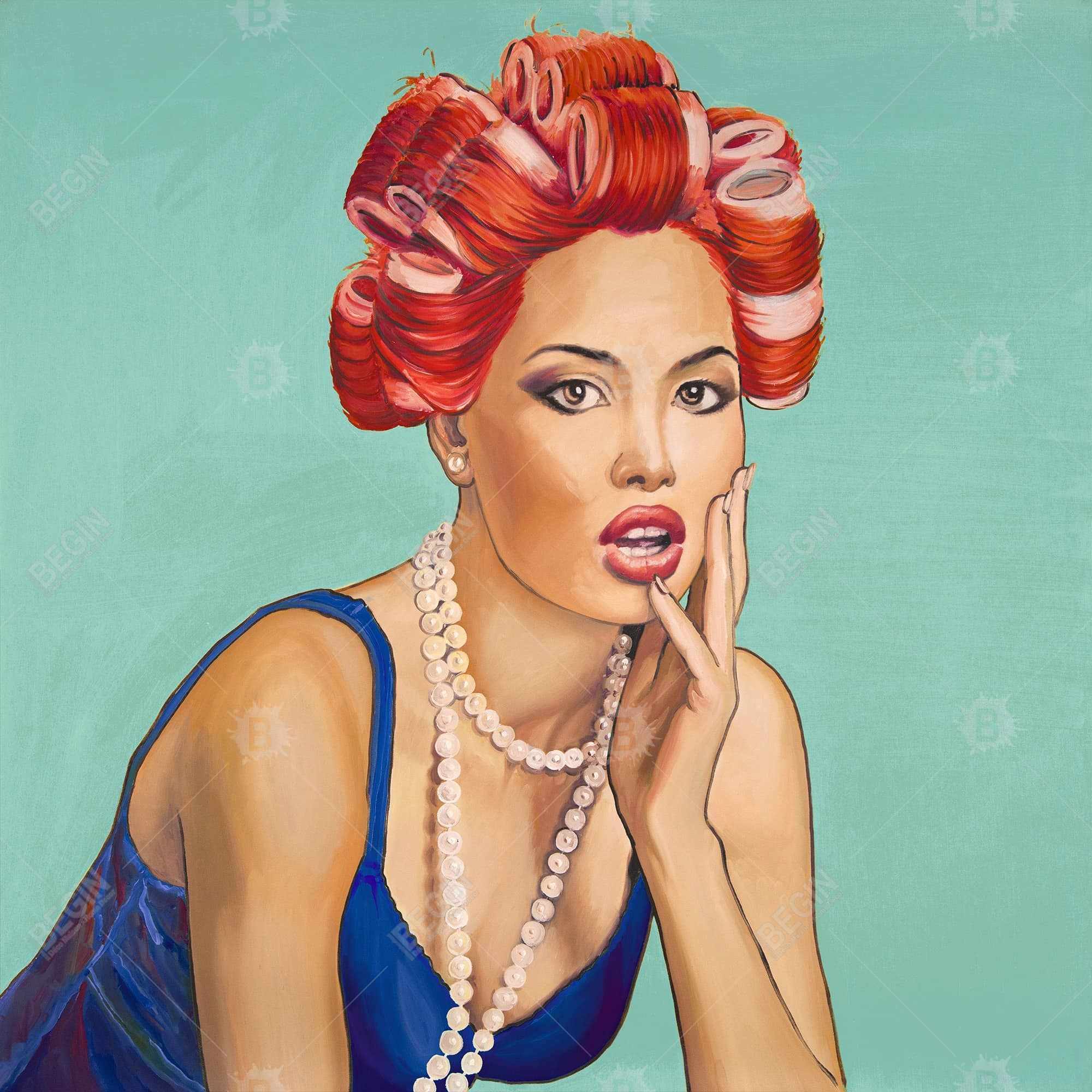 Pin up girl with curlers