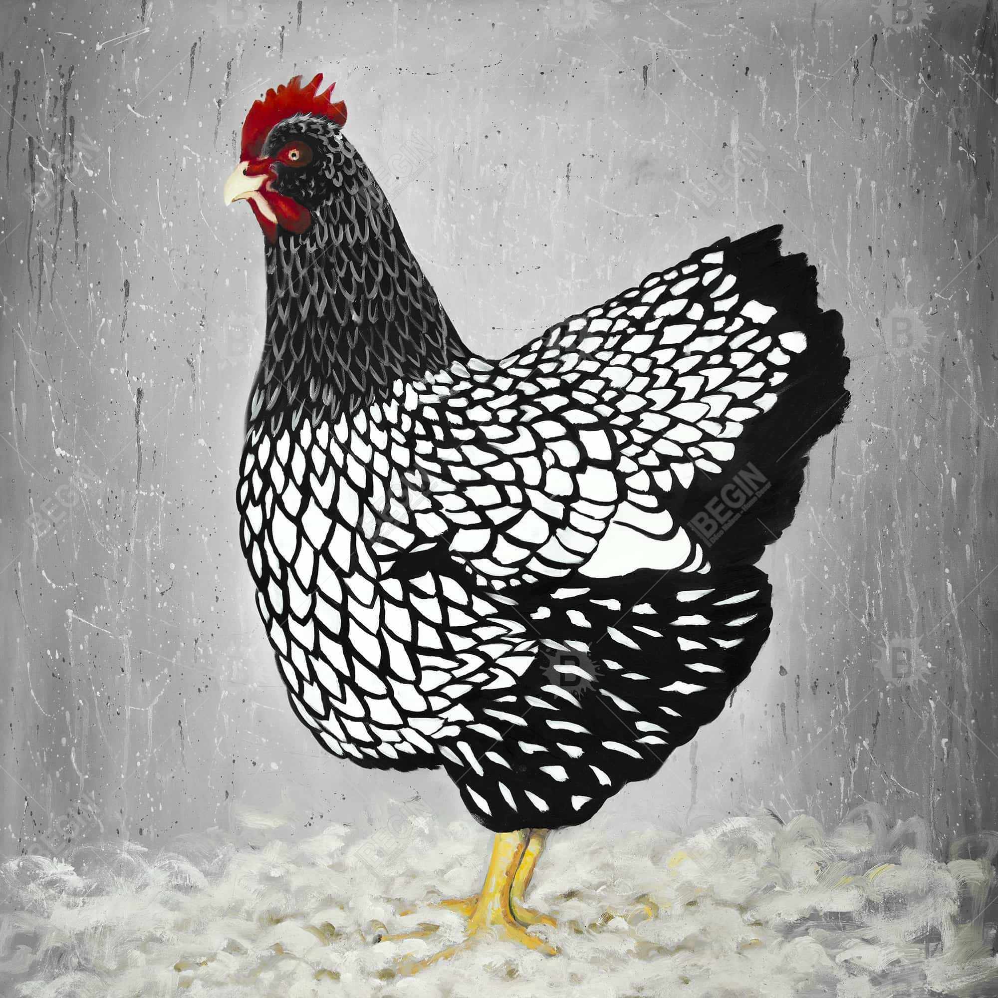 Black and white wyandotte hen